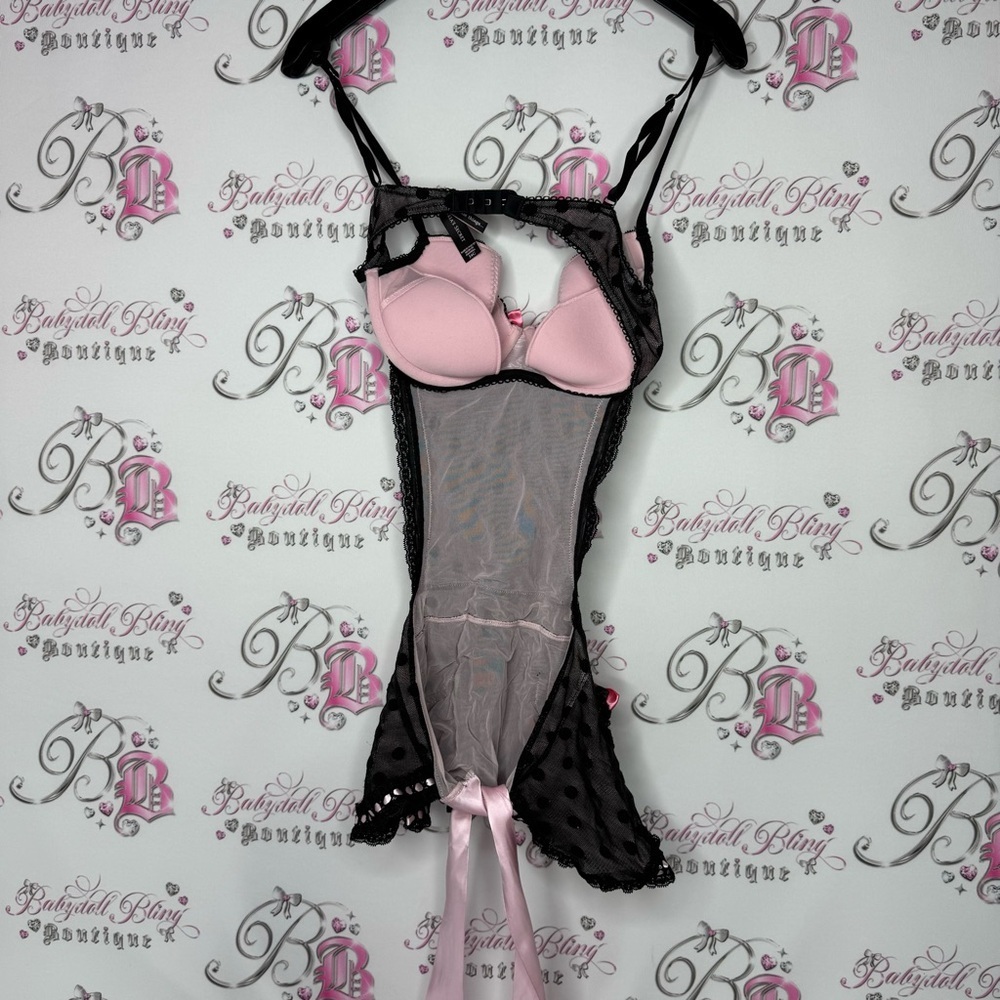 Victoria secret apron sexy little things open back tie up ribbon bow sexy y2k - Picture 6 of 7